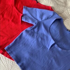 Red and Blue Ribbed Tops Bundle NWOT